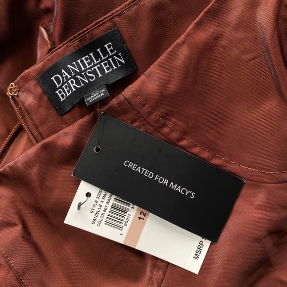 NWT Danielle Bernstein iridescent brown taffeta green shift bustier mini dress - Picture 4 of 12